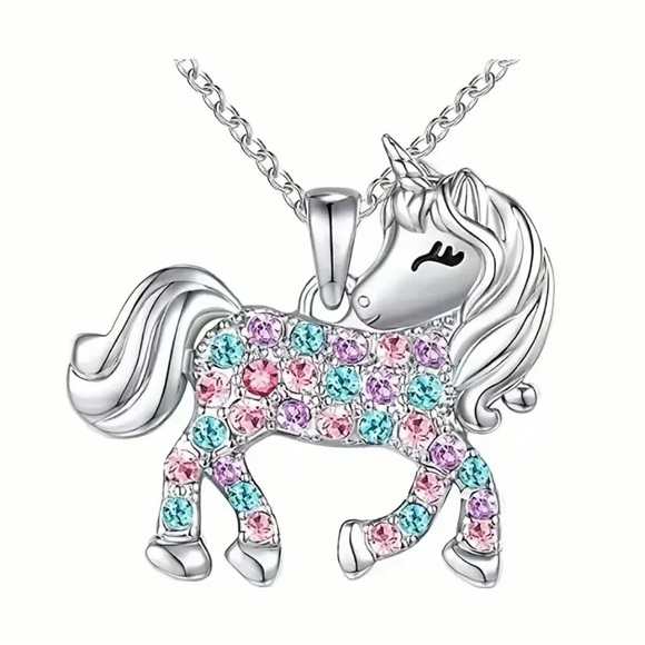 Unicorn Silver & Crystals necklace - Picture 2 of 4